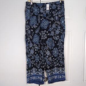 LOFT Blue Floral Patterned Pants NWT